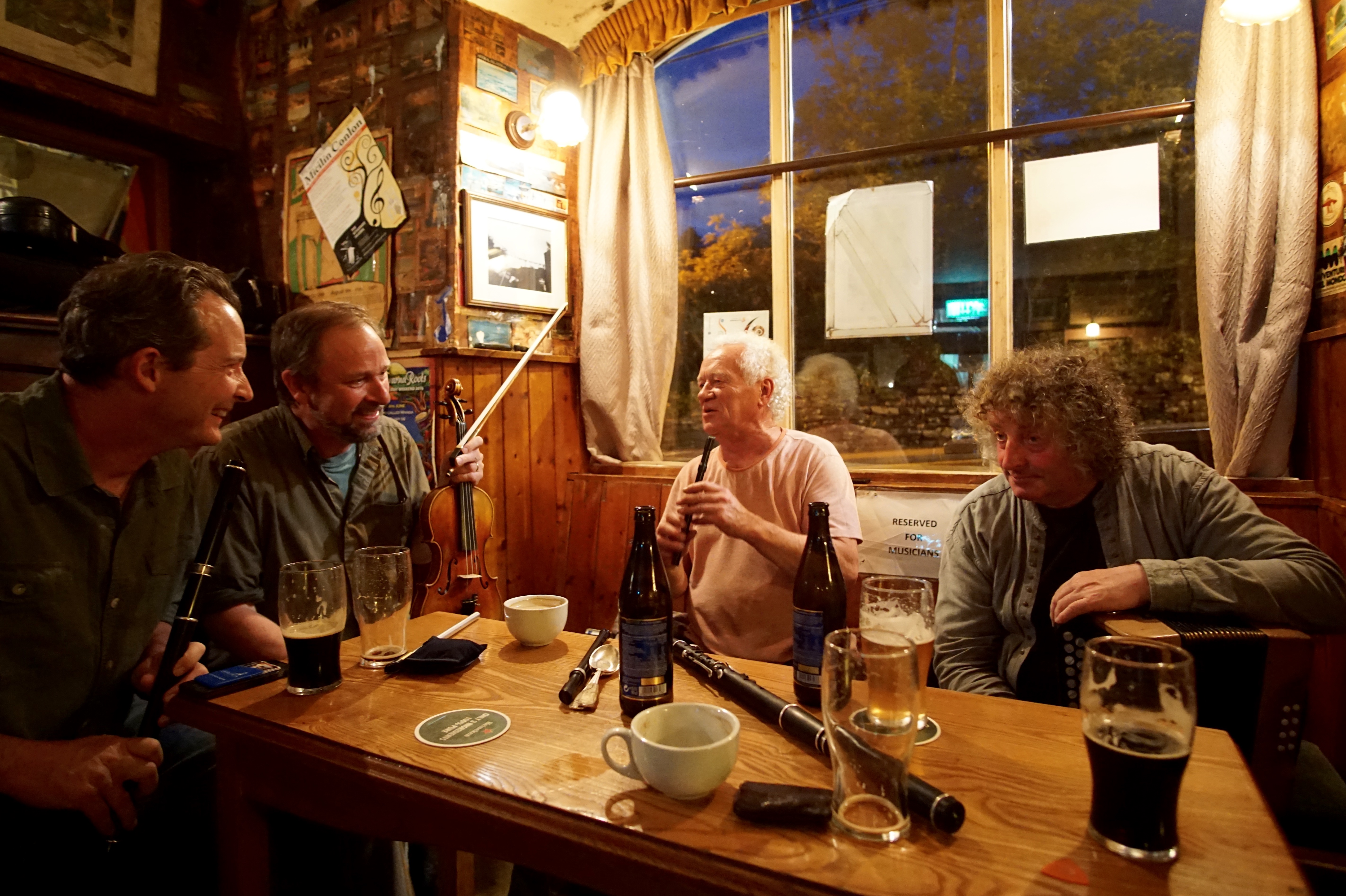 James, Morgan, Christy Barry, and Terry Bingham at a session at the Roadside Tavern in Lisdoonvarna, Co. Clare, June 2018
